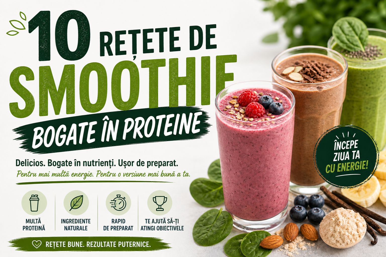 10 rețete de smoothie-uri bogate în proteine