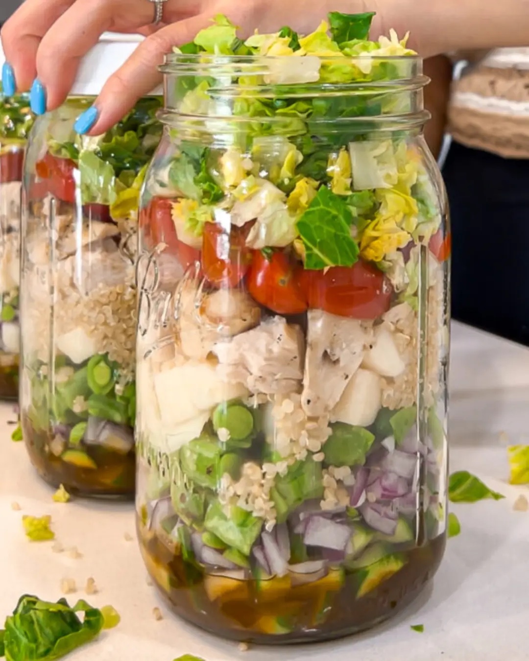 Salată mediteraneană în borcan Mason